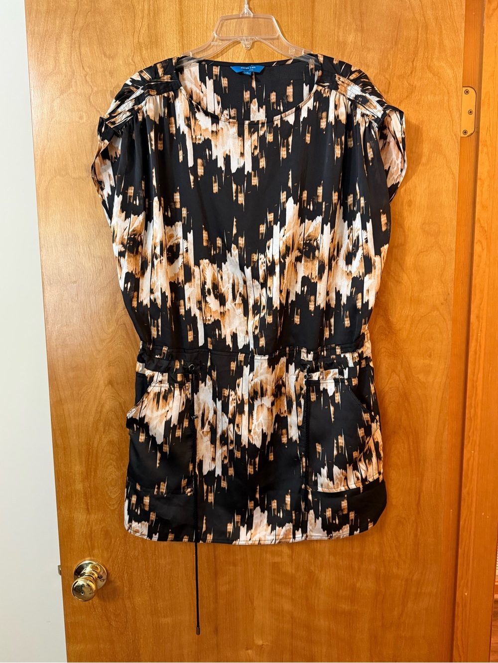 Derek Lam Design Nation Drawstring Waist Pockets Tunic Dress Rose Papaya Small